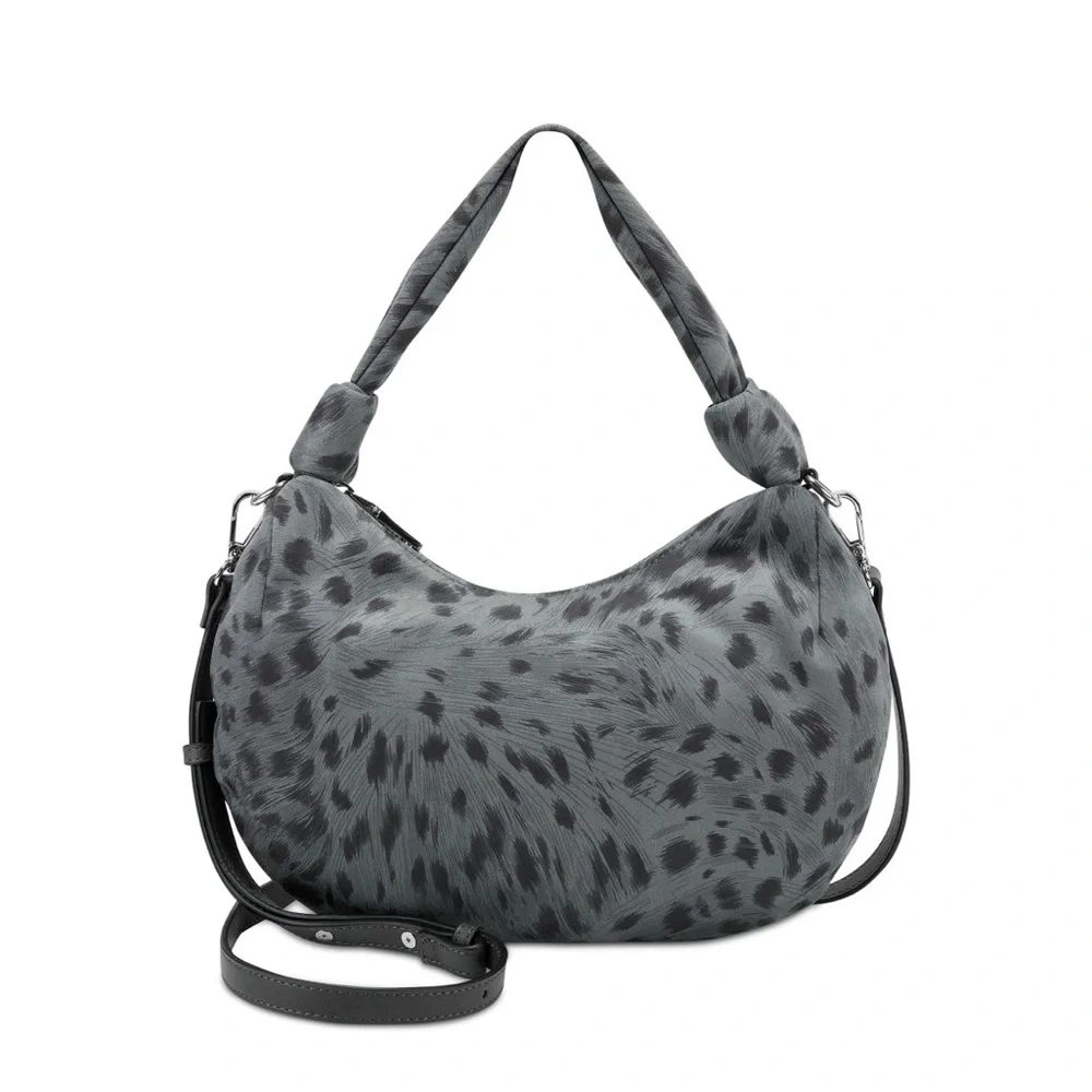 INC Gray Olivya Nylon 43 Removable Crossbody Strap Single Strap Hobo Handbag NEW